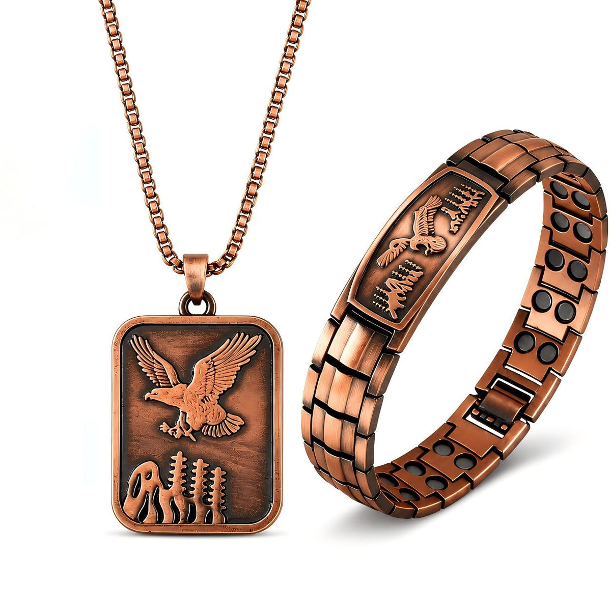 Antique Copper Eagle Bracelet & Necklace Set