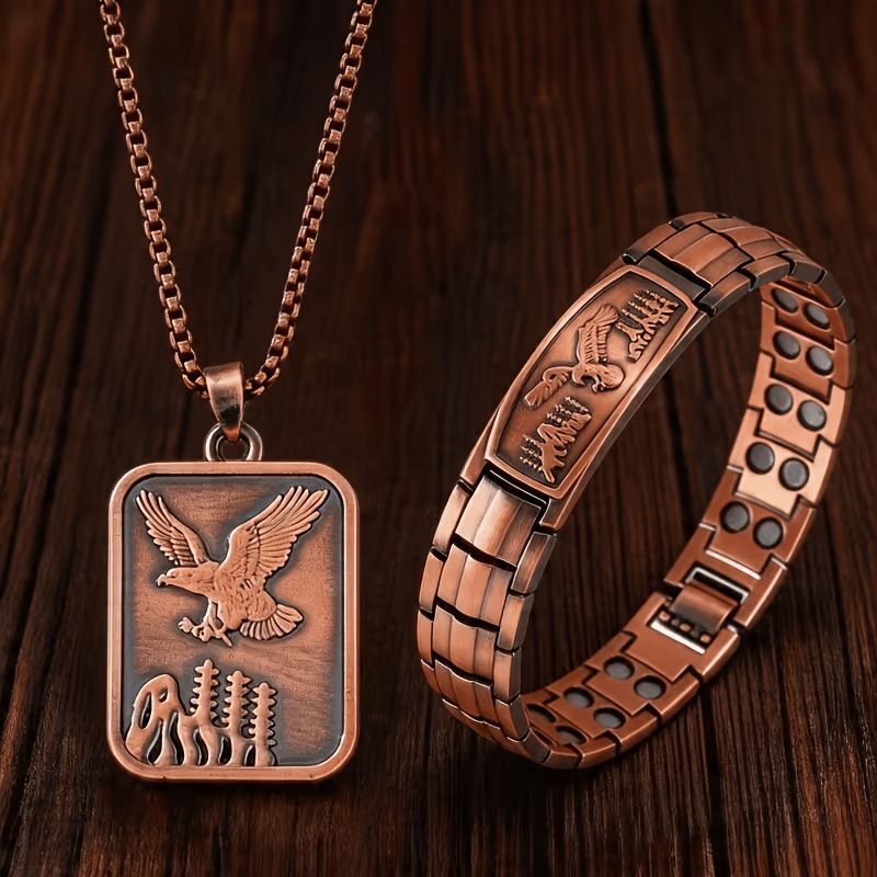 Antique Copper Eagle Bracelet & Necklace Set